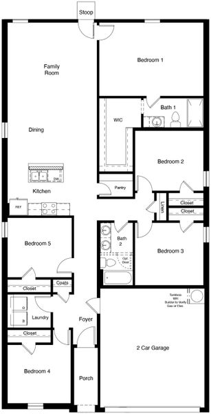2D floor plan layout for the CARSON by D.R. Horton in Highlands at Chapel Creek, Fort Worth, TX (Image 3). 2D floor plan layout for the CARSON by D.R. Horton in Highlands at Chapel Creek, Fort Worth, TX (Image 3).