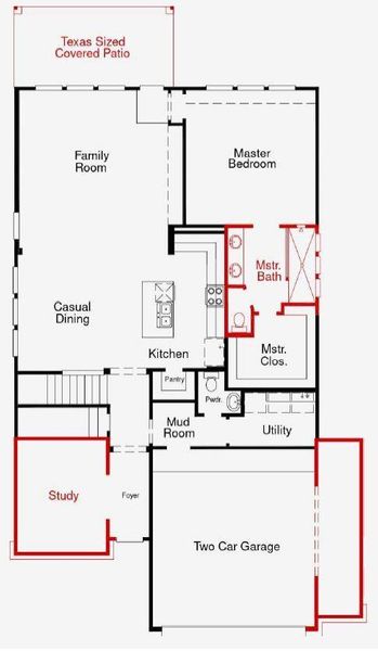 2D floor plan layout of this home in The Meadows at Imperial Oaks, Spring, TX (Image 3).