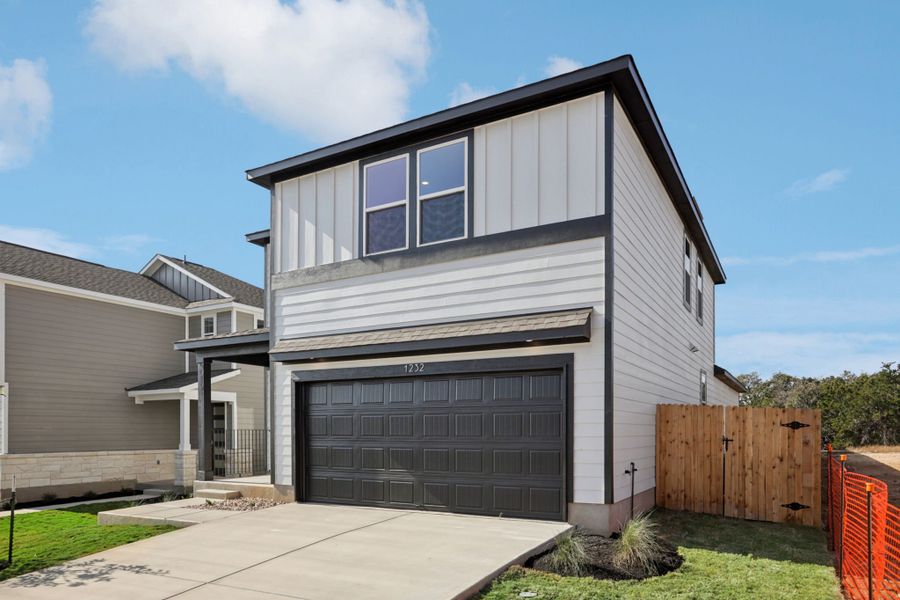 A house with a garage.