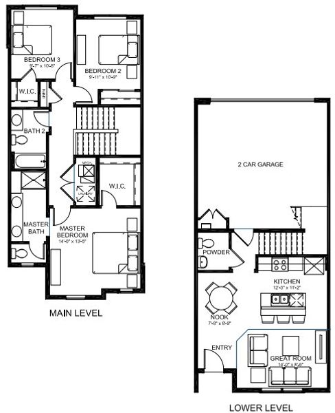 2D floor plan layout for the Ellis by Lokal Homes in The Vistas at West Mesa, Colorado Springs, CO (Image 3).