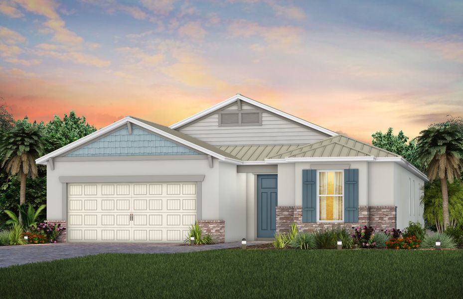 Exterior C2 with metal roof and optional stone