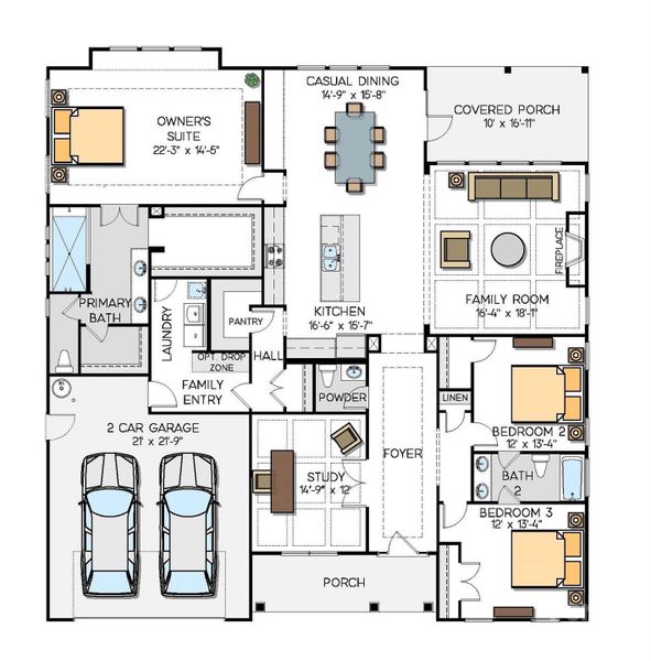 2D floor plan layout of this home in Shepherds Trace, Clover, SC (Image 4).