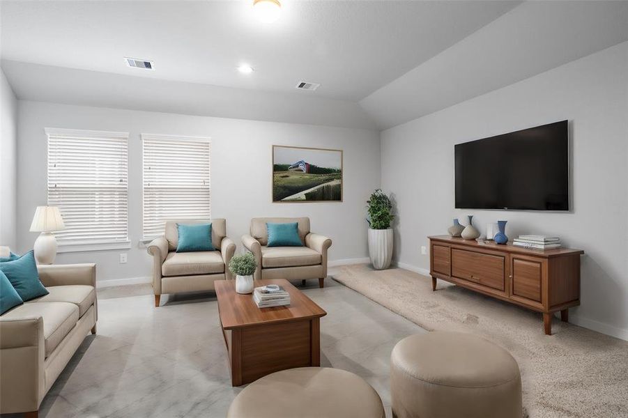 This spacious and bright room features custom paint with gorgeous plush carpet, and a very large window! With the ample amount of space provided, you can turn this area into anything! From a media room to a children's play room, the possibilities are endless!