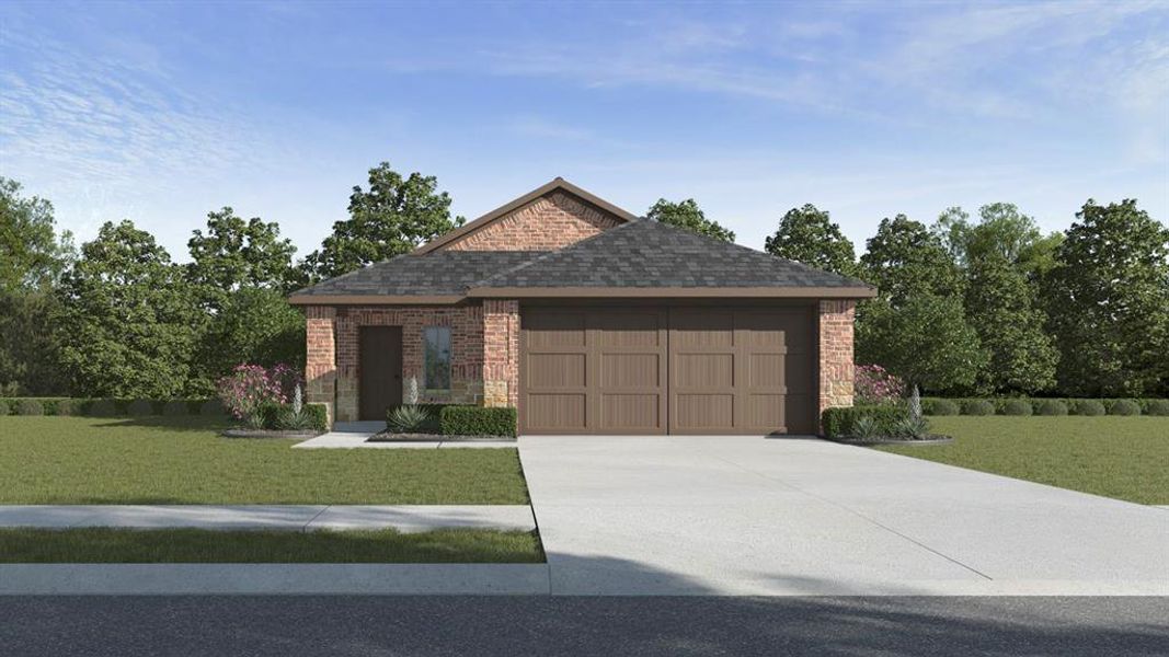 Front exterior of a new home in Wildcat Ranch, Crandall, TX, highlighting curb appeal (Image 1). Front exterior of a new home in Wildcat Ranch, Crandall, TX, highlighting curb appeal (Image 1).
