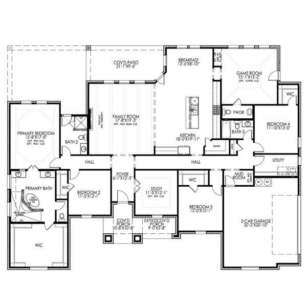 2D floor plan layout for the The Cedarcrest by Lillian Custom Homes in Oak Creek Ranch, Midlothian, TX (Image 7).