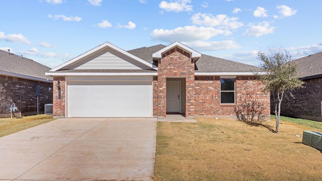 Representative exterior photo of a completed home built from the The Texas Cali by D.R. Horton in Abbey Glen, Lubbock, TX (Image 1).
