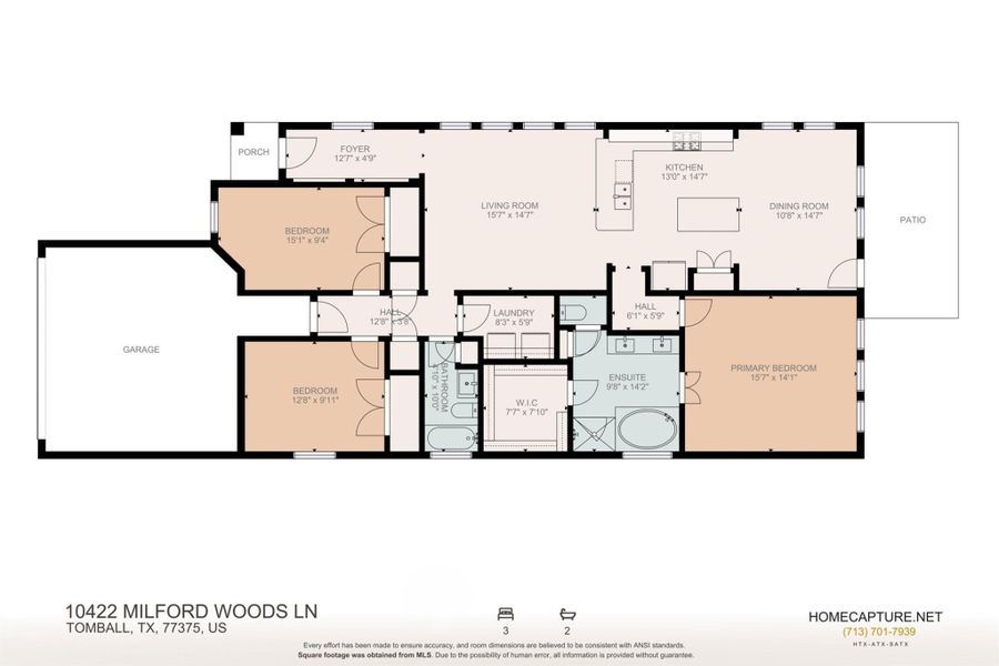 2D floor plan layout of this home in Willowpoint, Tomball, TX (Image 5).