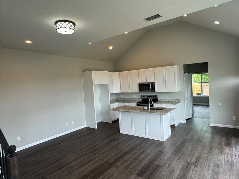 Open Living room with LED Lights on the ceiling