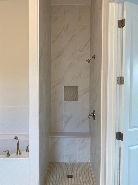 Walk-in Shower with Bench in Primary Bath