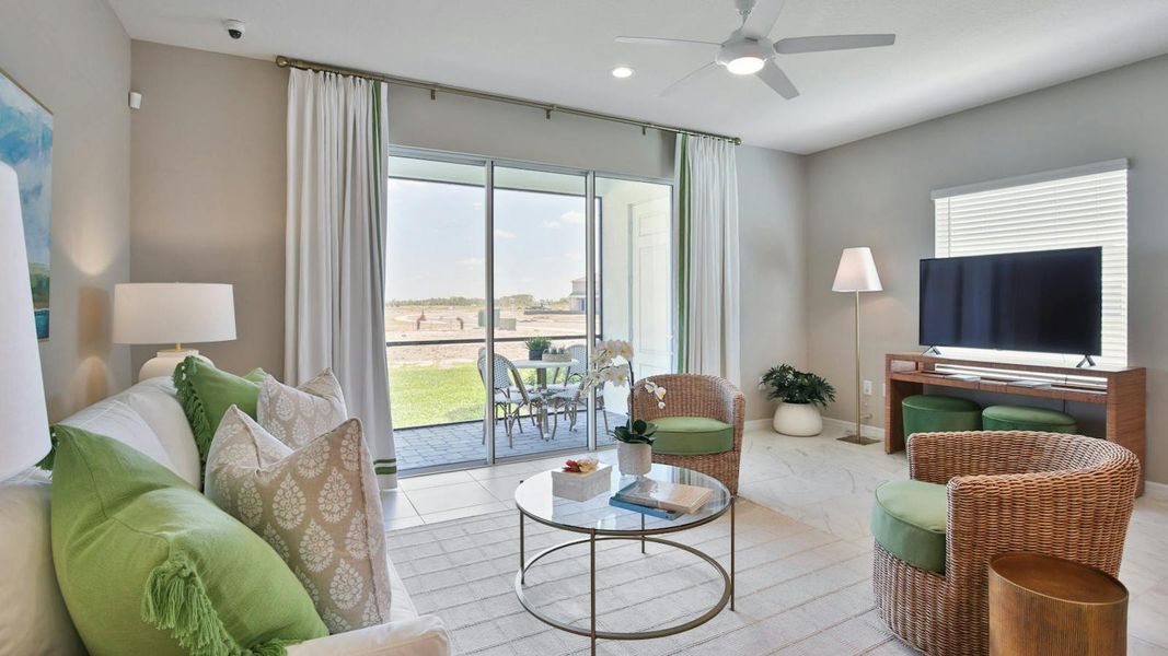 Furnished interior view inside a new home in Palm Grove Real Estate and Homes for Sale in Lakewood Ranch, FL - Neal Communities, Lakewood Ranch (Image 7).