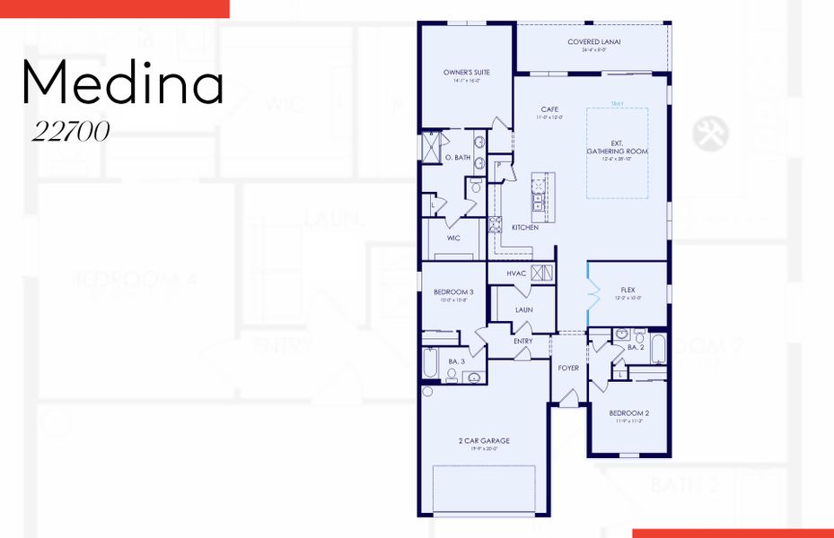 2D floor plan layout of this home in The Strand at Cedar Grove, North Port, FL (Image 3).