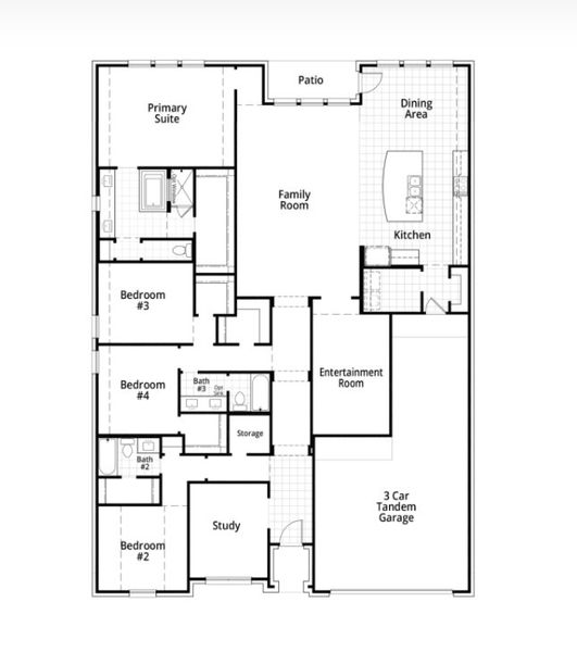 2D floor plan layout for the Canterbury by Highland Homes in The George, Richmond, TX (Image 5).