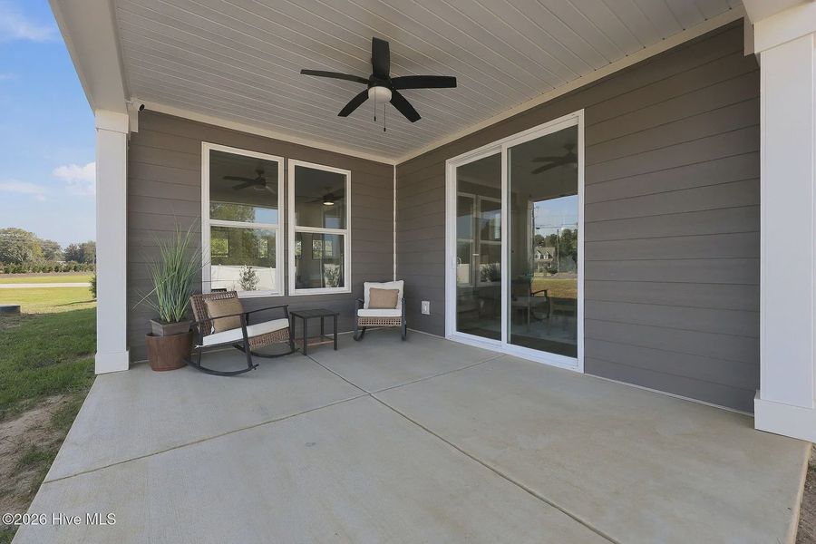 Exterior details and patio area of a home in Dixon Grove, Grimesland (Image 32).
