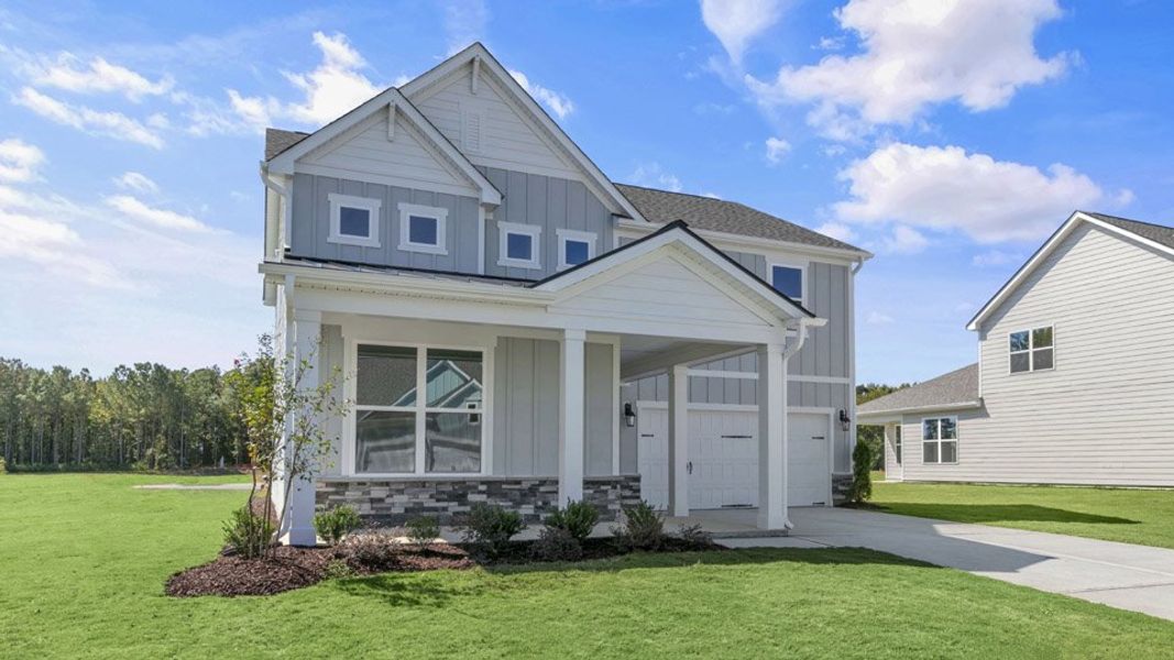 Representative exterior photo of a completed home built from the EDISTO by D.R. Horton in Eagle Creek, Fuquay Varina, NC (Image 22).