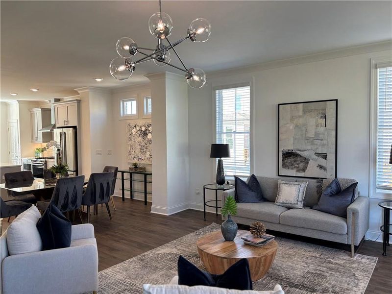 Furnished interior view inside a new home in Brackley Townhomes, Cumming (Image 68). Furnished interior view inside a new home in Brackley Townhomes, Cumming (Image 68).
