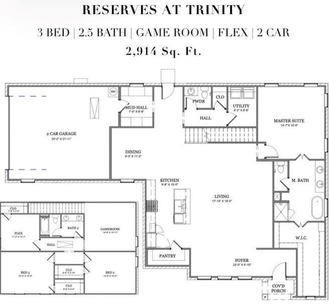 2D floor plan layout of this home in Reserves at Trinity, Willow Park, TX (Image 2). 2D floor plan layout of this home in Reserves at Trinity, Willow Park, TX (Image 2).