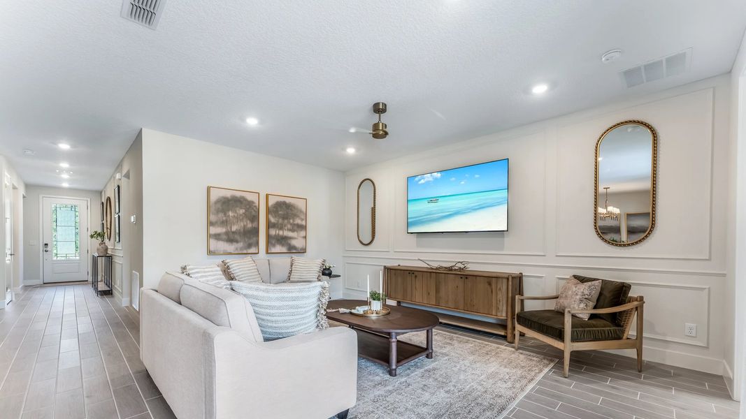 Family room with entertainment center