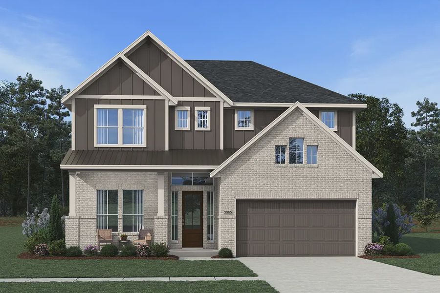 Representative exterior photo of a completed home built from the Acadia by Chesmar Homes in 50' Homesites at Jubilee, Hockley, TX (Image 22).