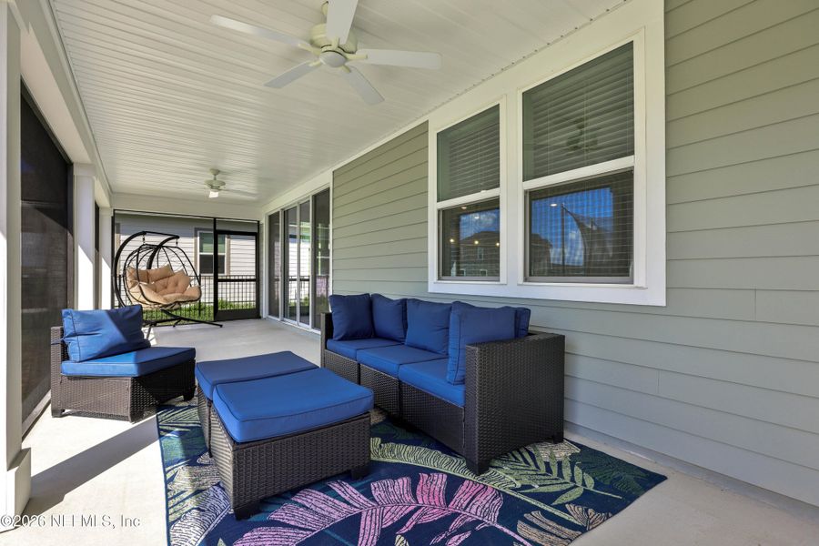 Exterior details and patio area of a home in Elm Creek at Silverleaf, St. Augustine (Image 29). Exterior details and patio area of a home in Elm Creek at Silverleaf, St. Augustine (Image 29).
