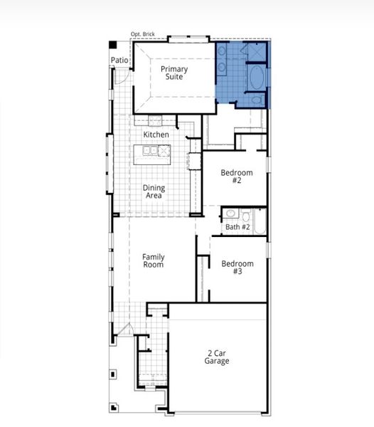 2D floor plan layout for the Carlton by Highland Homes in Grange, Katy, TX (Image 4).