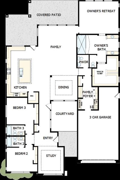 2D floor plan layout of this home in The Ridge at Victory, Buckeye, AZ (Image 2).