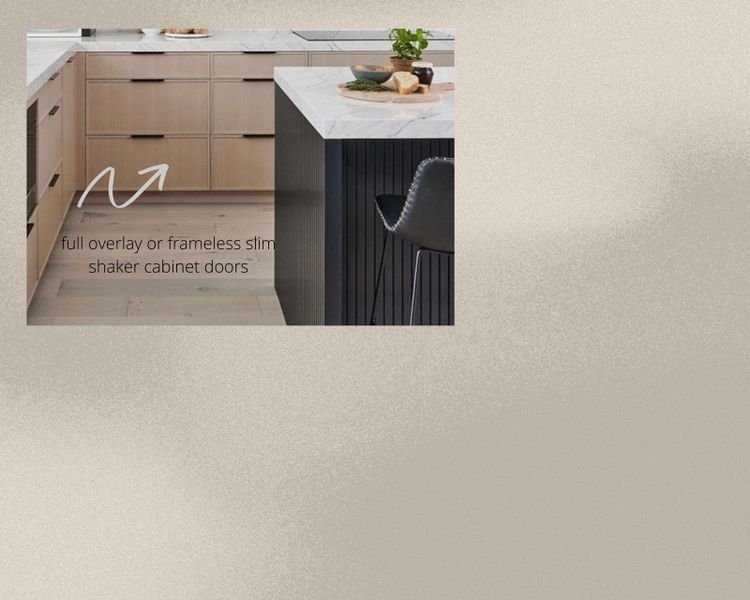 Modern kitchen cabinetry features slim shaker doors and sleek hardware. Modern kitchen cabinetry features slim shaker doors and sleek hardware.