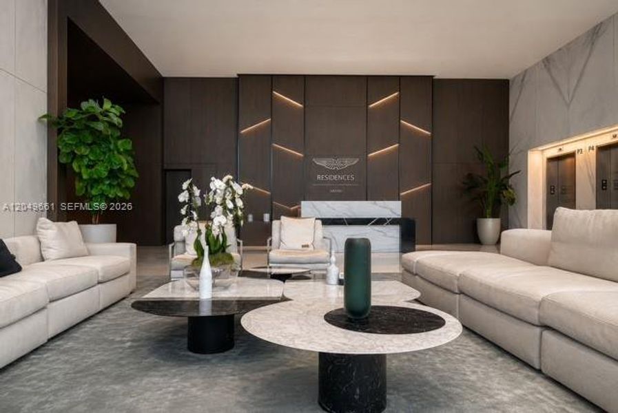 Furnished interior view inside a new home in Aston Martin Residences, Miami (Image 8).