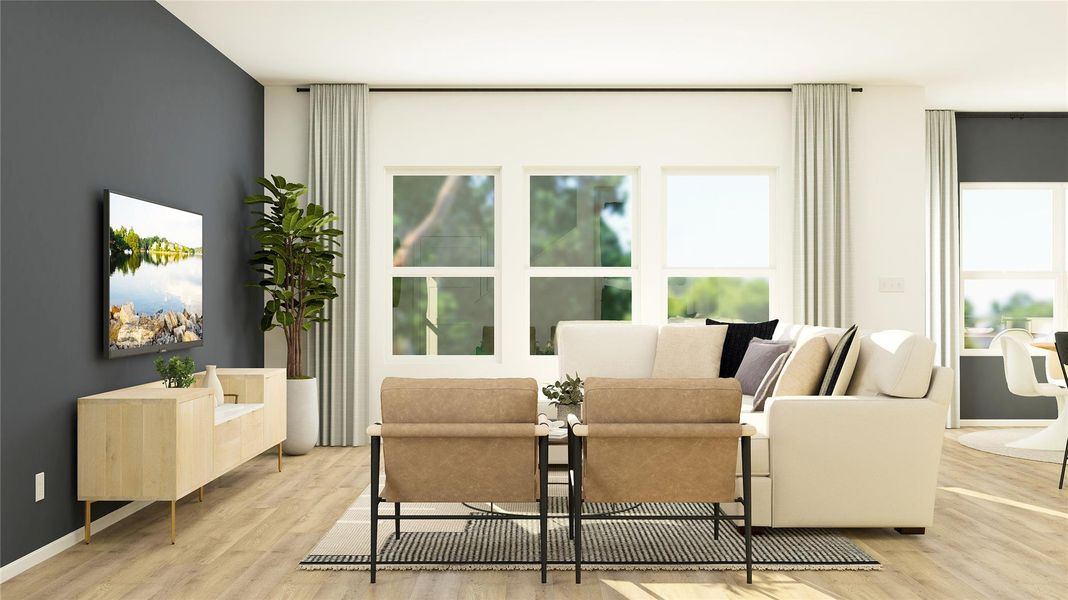 Furnished interior view inside a new home in Woodfield Preserve: Ridgepointe Collection, Georgetown (Image 4). Furnished interior view inside a new home in Woodfield Preserve: Ridgepointe Collection, Georgetown (Image 4).