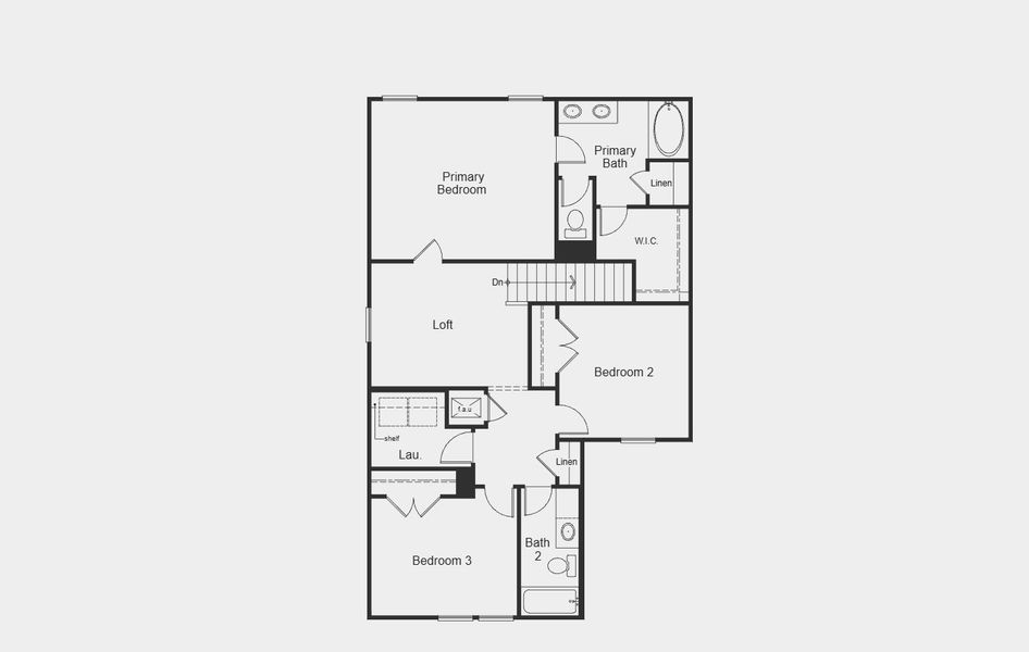 2D floor plan layout for the 1772 by KB Home in Watermill – Heritage Collection, Uhland, TX (Image 7).