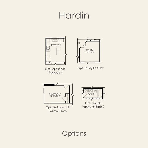 2D floor plan layout for the Hardin by Pulte Homes in Lagos, Manor, TX (Image 4).