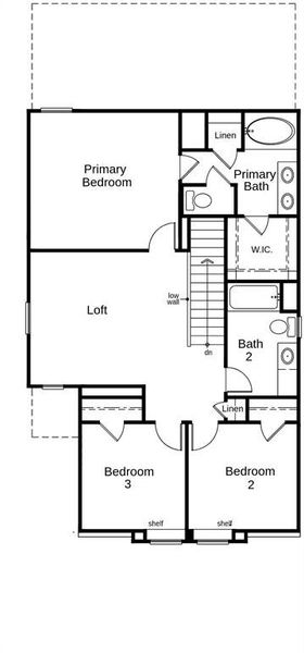 This floor plan features 3 bedrooms, 2 full baths, 1 half bath and over 1,600 square feet of living space.