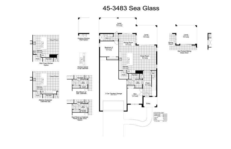 2D floor plan layout for the Sea Glass by Neal Communities in Palm Grove, Bradenton, FL (Image 3).