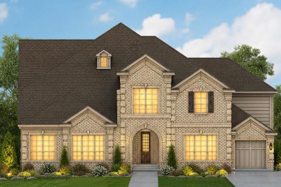 Representative exterior photo of a completed home built from the Grand Legacy by Grand Homes in Grand Oaks, Celina, TX (Image 19). Representative exterior photo of a completed home built from the Grand Legacy by Grand Homes in Grand Oaks, Celina, TX (Image 19).