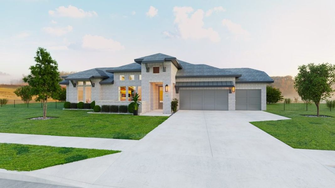 Representative exterior photo of a completed home built from the Belize by Stonefield Homes in Heath Golf and Yacht Club, Rockwall, TX (Image 29).