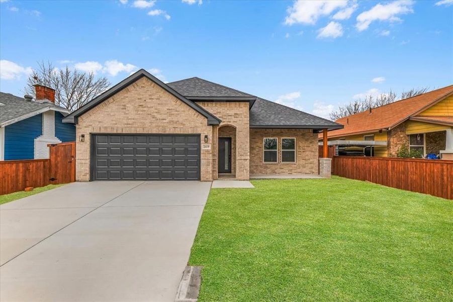Front exterior of a new home in , Fort Worth, TX, highlighting curb appeal (Image 1). Front exterior of a new home in , Fort Worth, TX, highlighting curb appeal (Image 1).