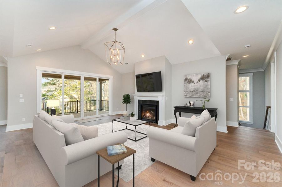 Great Room & Covered Porch (staged)