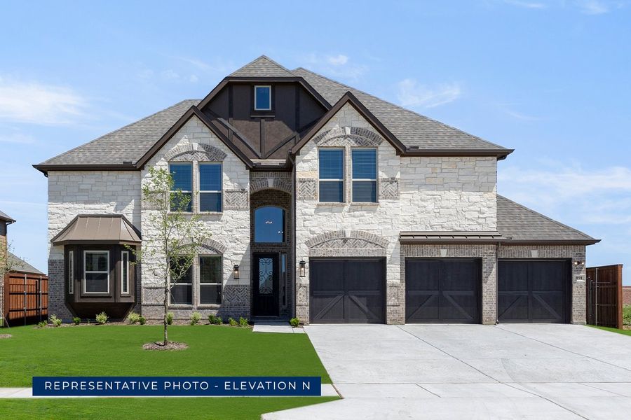 Representative exterior photo of a completed home built from the Brentwood 3F (w/Media) by First Texas Homes in The Bluffs, Celina, TX (Image 18). Representative exterior photo of a completed home built from the Brentwood 3F (w/Media) by First Texas Homes in The Bluffs, Celina, TX (Image 18).