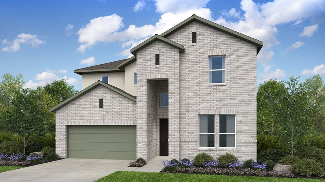 Representative exterior photo of a completed home built from the Balcones by Taylor Morrison in Silverleaf 50s, Cedar Creek, TX (Image 1). Representative exterior photo of a completed home built from the Balcones by Taylor Morrison in Silverleaf 50s, Cedar Creek, TX (Image 1).