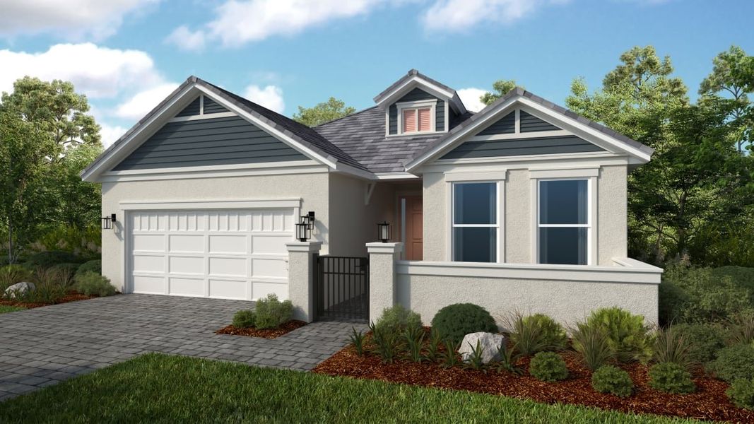 Representative exterior photo of a completed home built from the Sereno by Taylor Morrison in Esplanade at McKinnon Groves, Winter Garden, FL (Image 3).