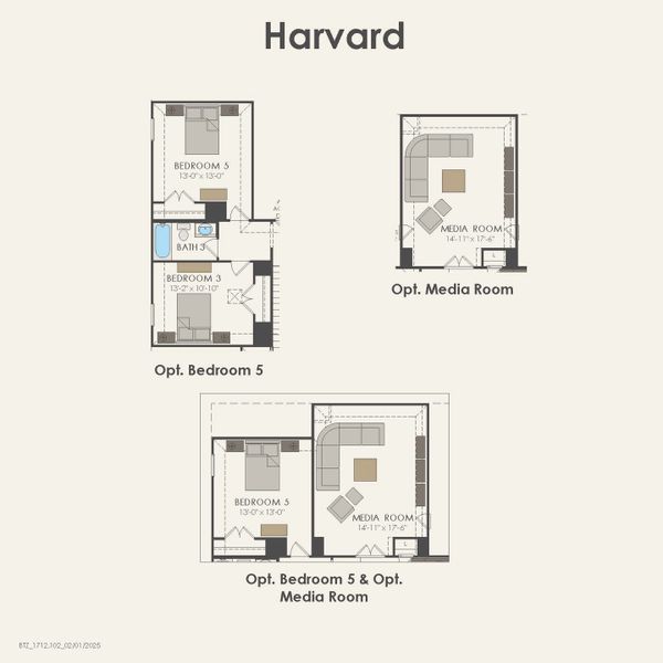 2D floor plan layout for the Harvard by Pulte Homes in Ribbonwood, Aubrey, TX (Image 5).