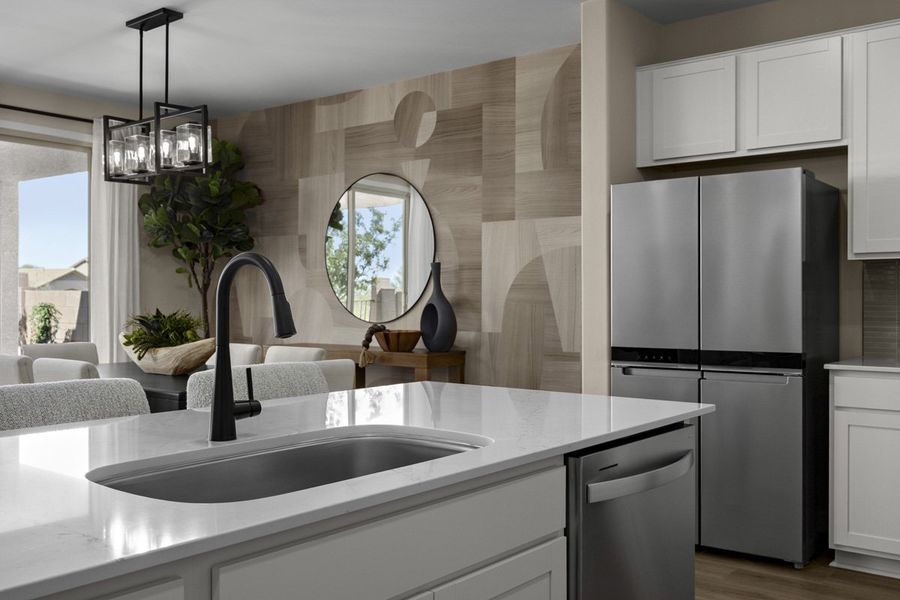 Kitchen island with upgraded faucet