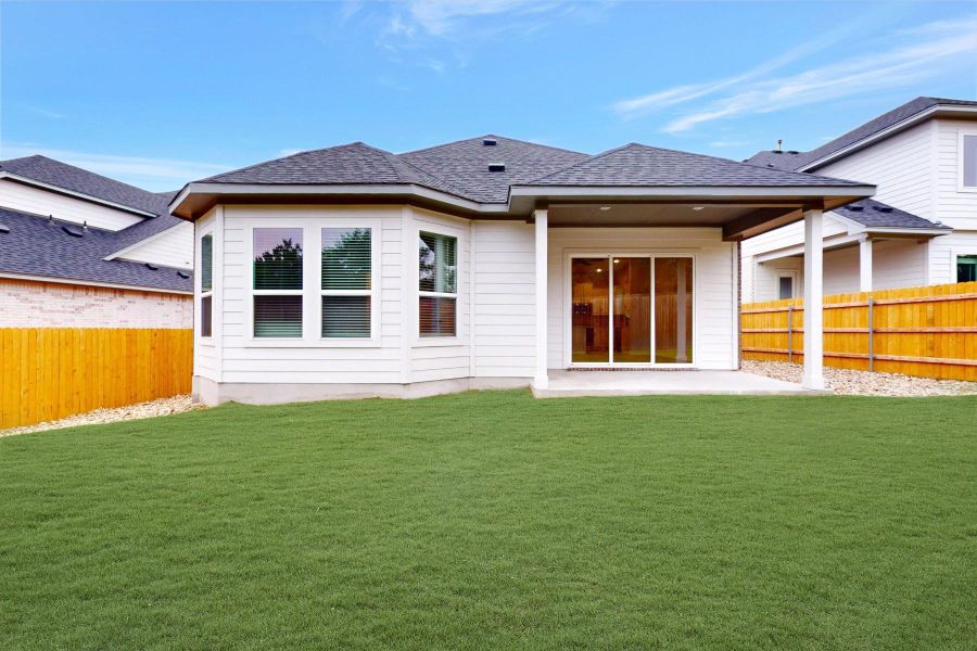 Exterior details and patio area of a home in Cedar Brook, Leander (Image 17).