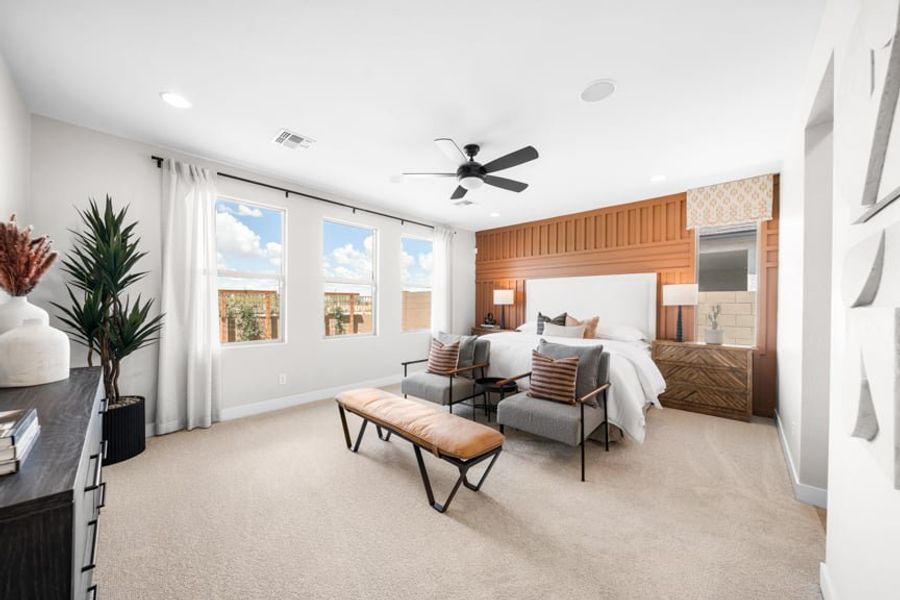 Representative furnished interior of a home built from the Havasupai by Taylor Morrison in Ovation at Meridian 55+, Queen Creek (Image 12). Representative furnished interior of a home built from the Havasupai by Taylor Morrison in Ovation at Meridian 55+, Queen Creek (Image 12).