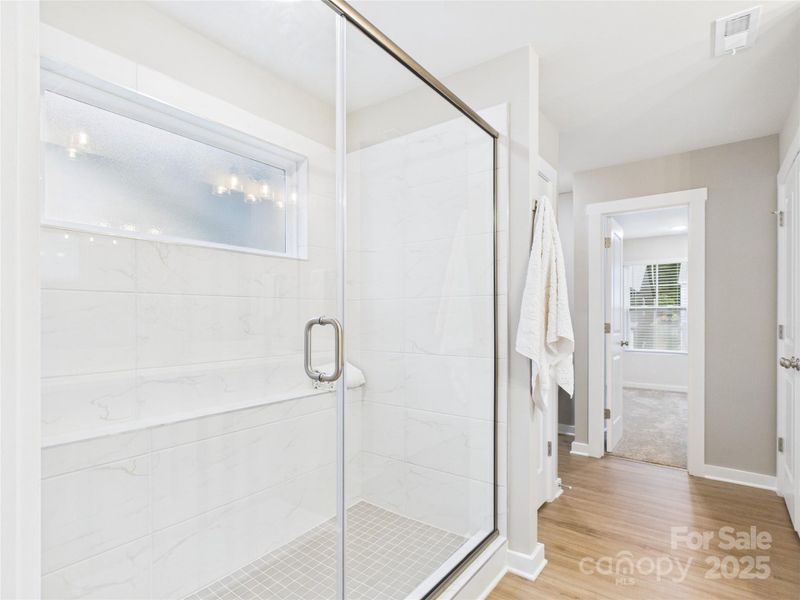 Large tiled shower in Primary Bath Large tiled shower in Primary Bath