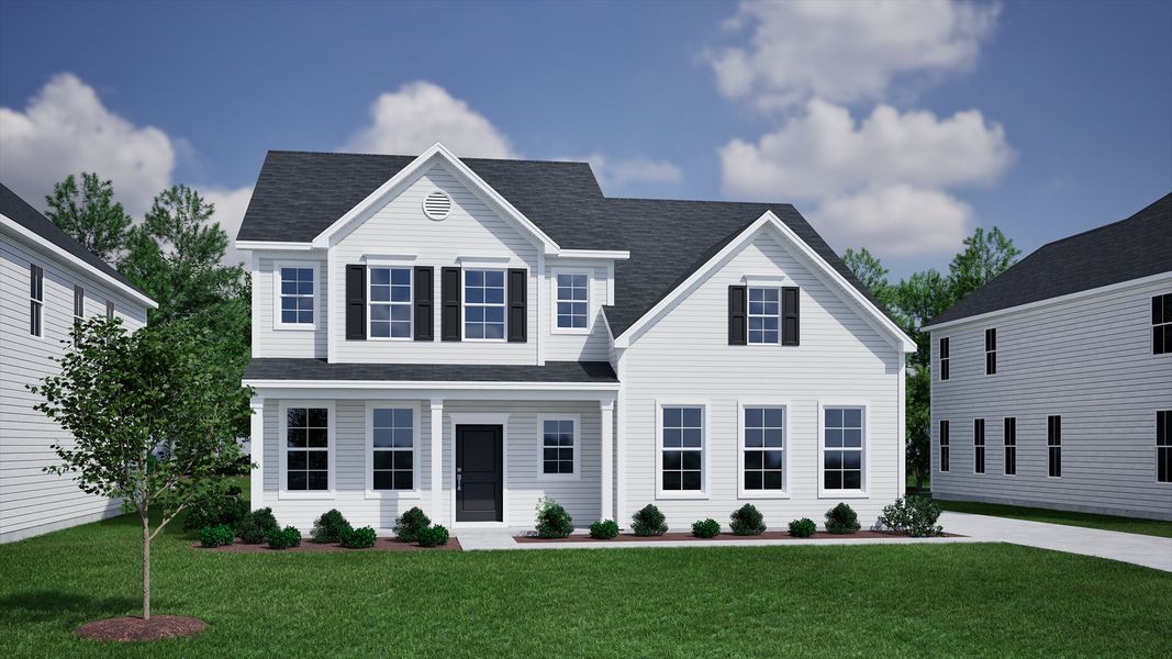Representative exterior photo of a completed home built from the Nottely - Vanguard Collection by Mungo Homes in Windsor Forest, Anderson, SC (Image 11).