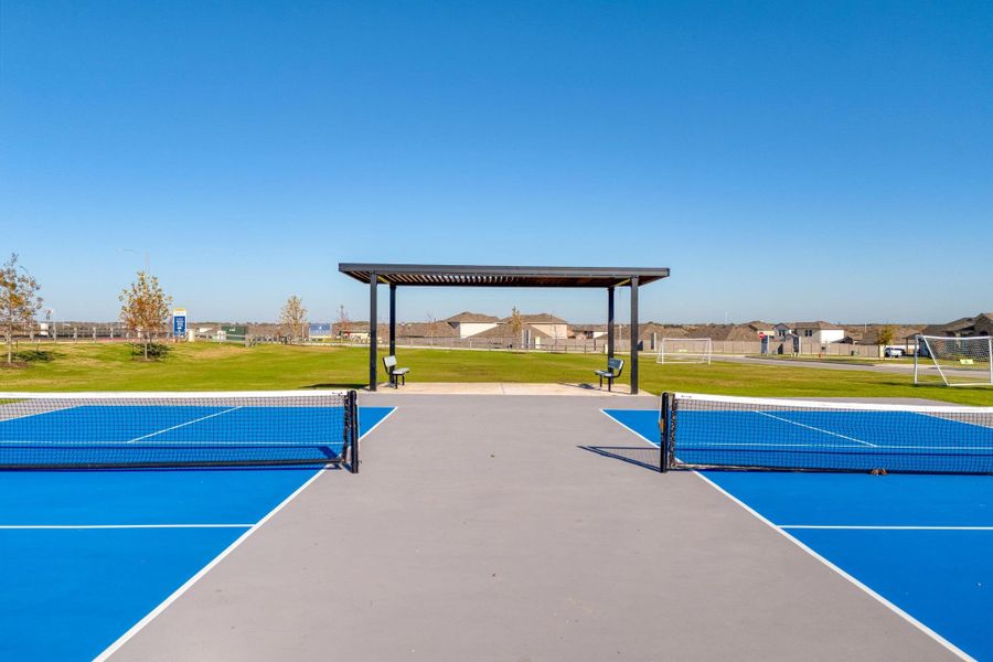 Grab your paddles or basketball and meet up with neighbors for a friendly game on the dedicated community sports courts Grab your paddles or basketball and meet up with neighbors for a friendly game on the dedicated community sports courts