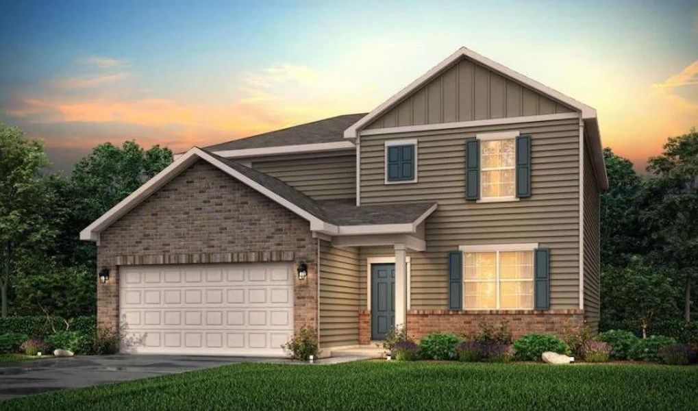 Front exterior of a new home in Ashley Falls, Douglasville, GA, highlighting curb appeal (Image 1). Front exterior of a new home in Ashley Falls, Douglasville, GA, highlighting curb appeal (Image 1).