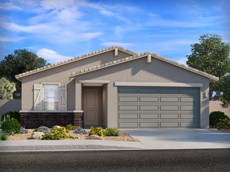 Representative exterior photo of a completed home built from the Garnet by Meritage Homes in Las Patrias at Star Valley Phase III - Premier Series, Tucson, AZ (Image 2).