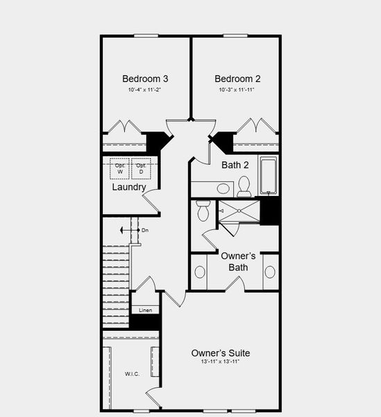 2D floor plan layout for the Magnolia by Taylor Morrison in Buffalo Townes, Garner, NC (Image 4).