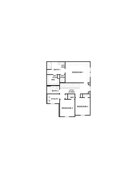 2D floor plan layout for the Emma by D.R. Horton in Midtown Reserve, College Station, TX (Image 5).